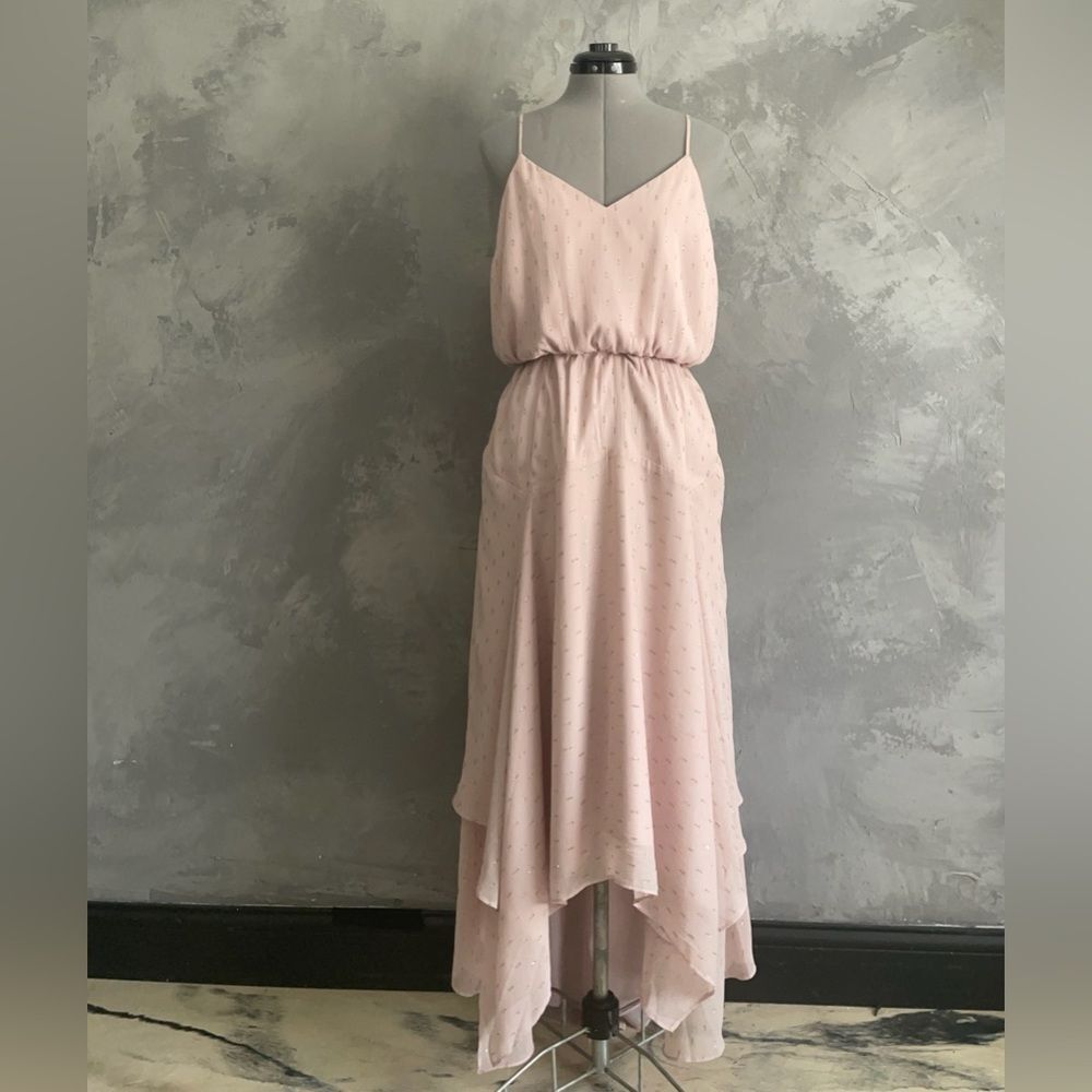 Express Blush Pink Asymmetrical Slip Maxi Dress NWT